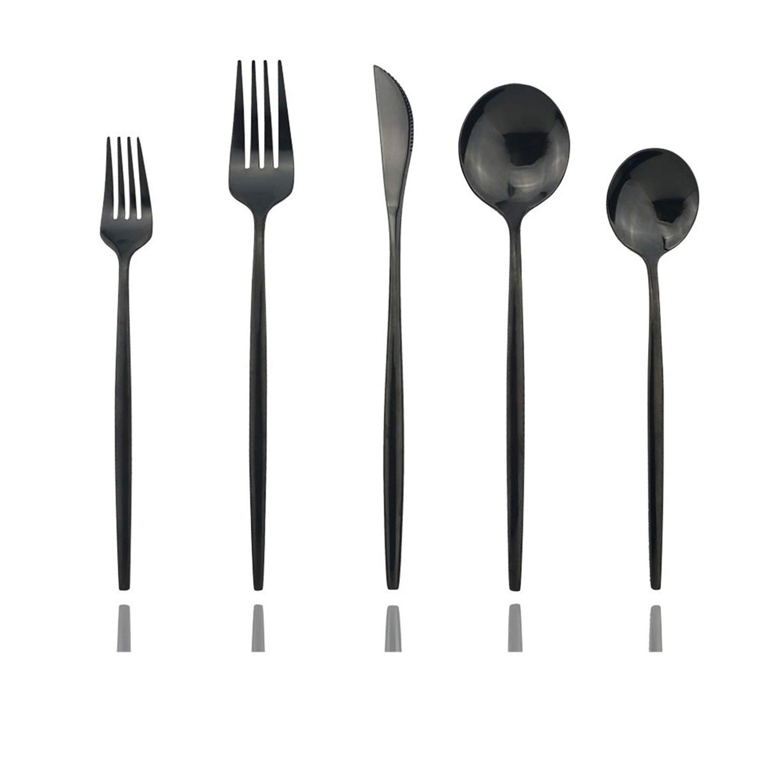 Premium 30-Piece Stainless Steel Flatware Set - Shiny Black Mirror Polished Silverware with Satin Finish | Dishwasher Safe Cutlery Set for Home, Restaurant & Formal Dining | Elegant Tableware for Dinner Parties, Weddings & Everyday Use