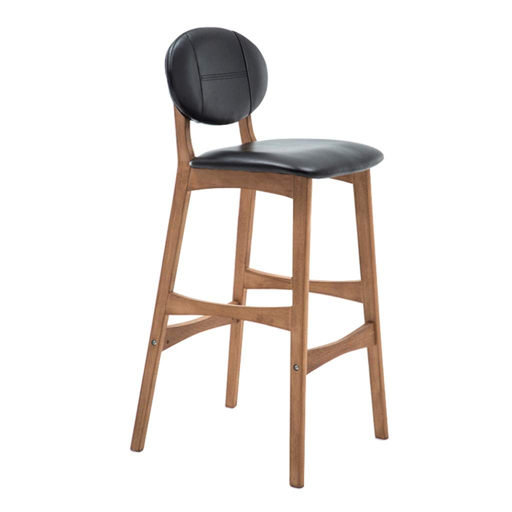 Vintage Wooden Bar Stool with PU Cushion Seat & Footrest - Rustic Kitchen, Pub, or Café Stool - 200kg Weight Capacity - Perfect for Home Kitchen Islands, Breakfast Bars, and Restaurant Dining Areas