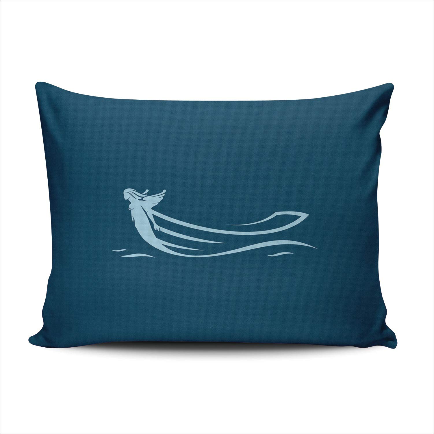 WULIHUA Navy Blue Ocean Water Goddess Decorative Throw Pillow Cover - Modern Printed Lumbar Pillow Case 12x20 Inches for Sofa, Bed, Living Room Decor