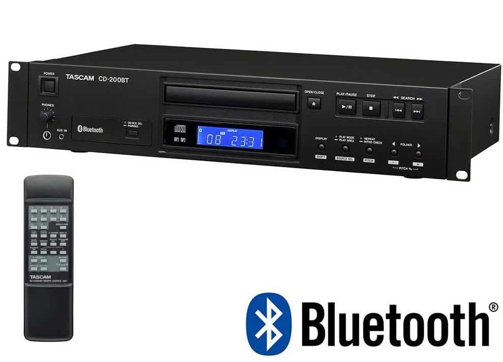 Tascam CD-200BT Professional Rackmount CD Player with Pitch Control & Bluetooth - Ideal for DJs, Studios, and Live Performances