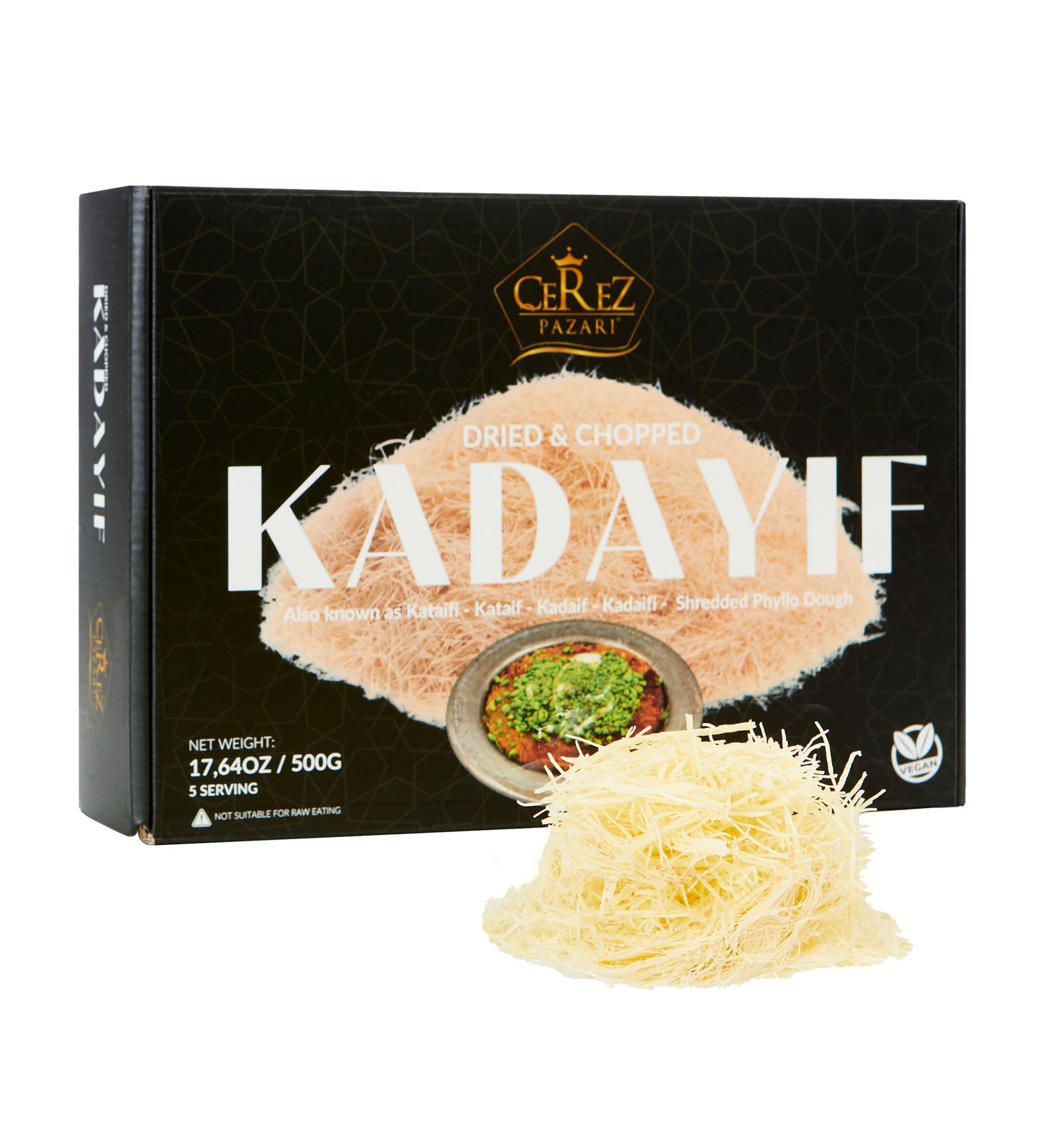 Premium Kataifi Shredded Phyllo Dough (1.1 lb) - Authentic Middle Eastern Pastry for Kunafa, Knafeh & Baklava - Perfect for Dubai Chocolate Bars, Pistachio Desserts & Sweet Treats - Raw, Dried & Ready to Use for Home Baking & Restaurant Recipes