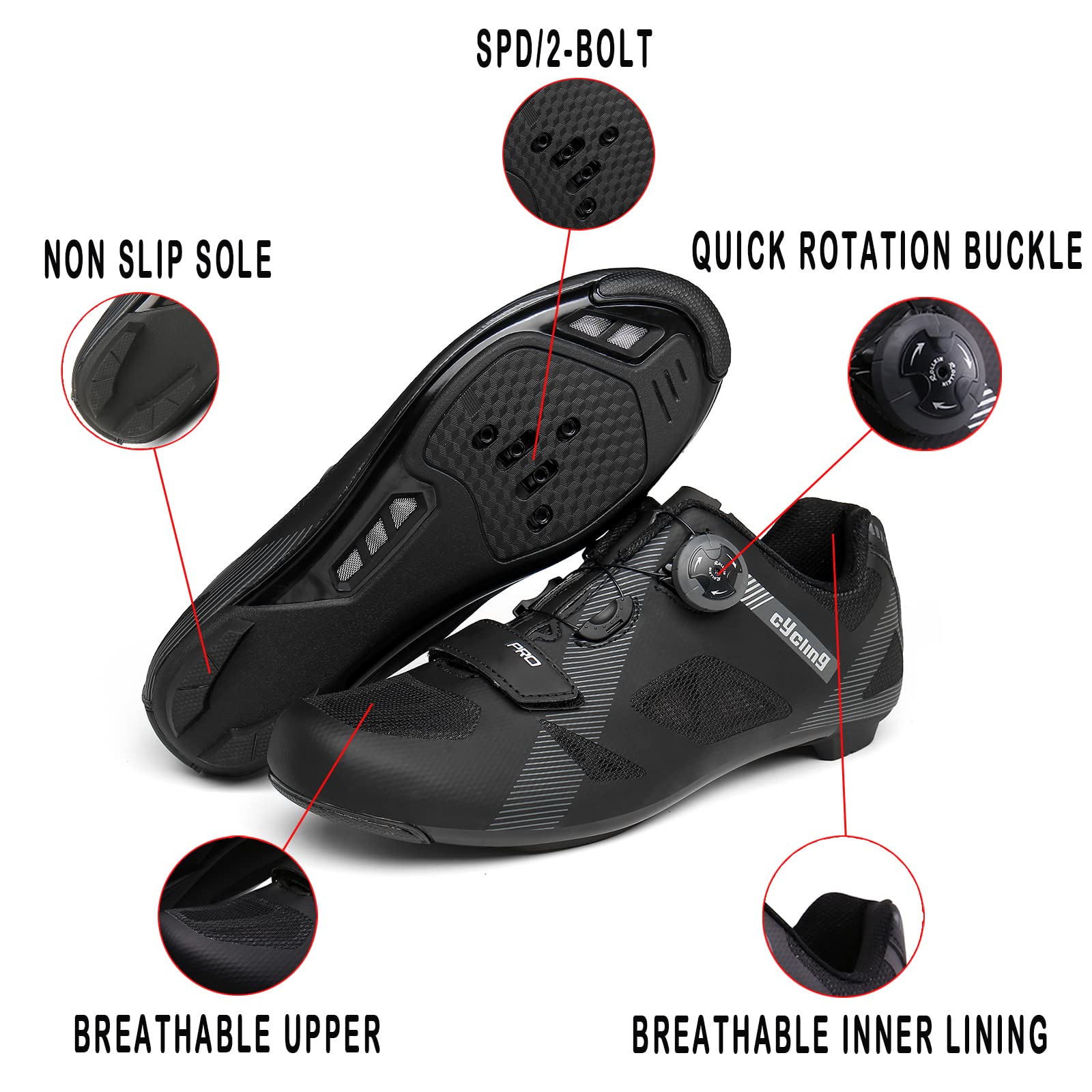 Premium Men's Mountain Bike Cycling Shoes with Cleats - Lightweight, Durable & Comfortable for Road & Spin Biking - White Cycling Footwear for Professional & Casual Riders