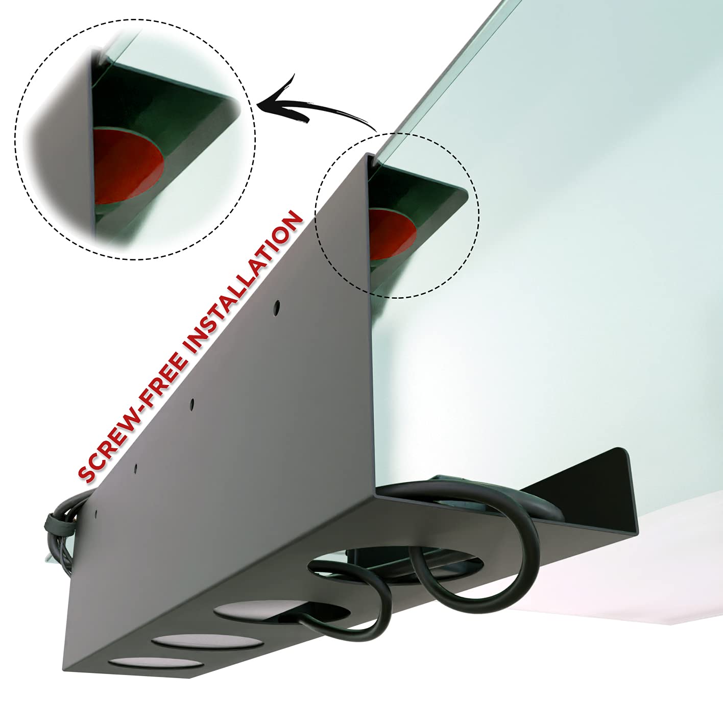 Under Desk Cable Management Tray - No Drill Wire Organizer for Glass & Standing Desks, 17