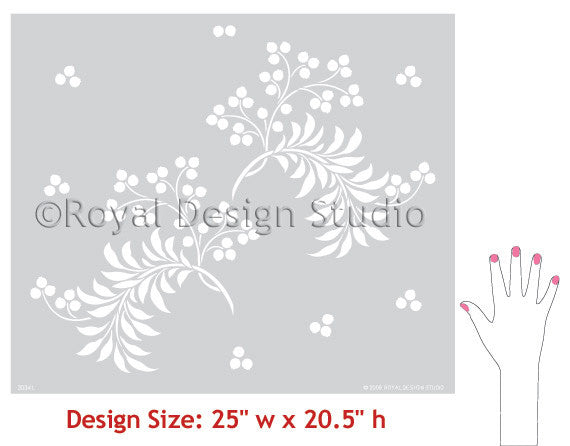 Berry Romantic Floral Stencil - DIY Wall Art, Home Decor, Wedding & Party Decoration - Reusable Painting Template for Crafts, Scrapbooking & Furniture Upcycling
