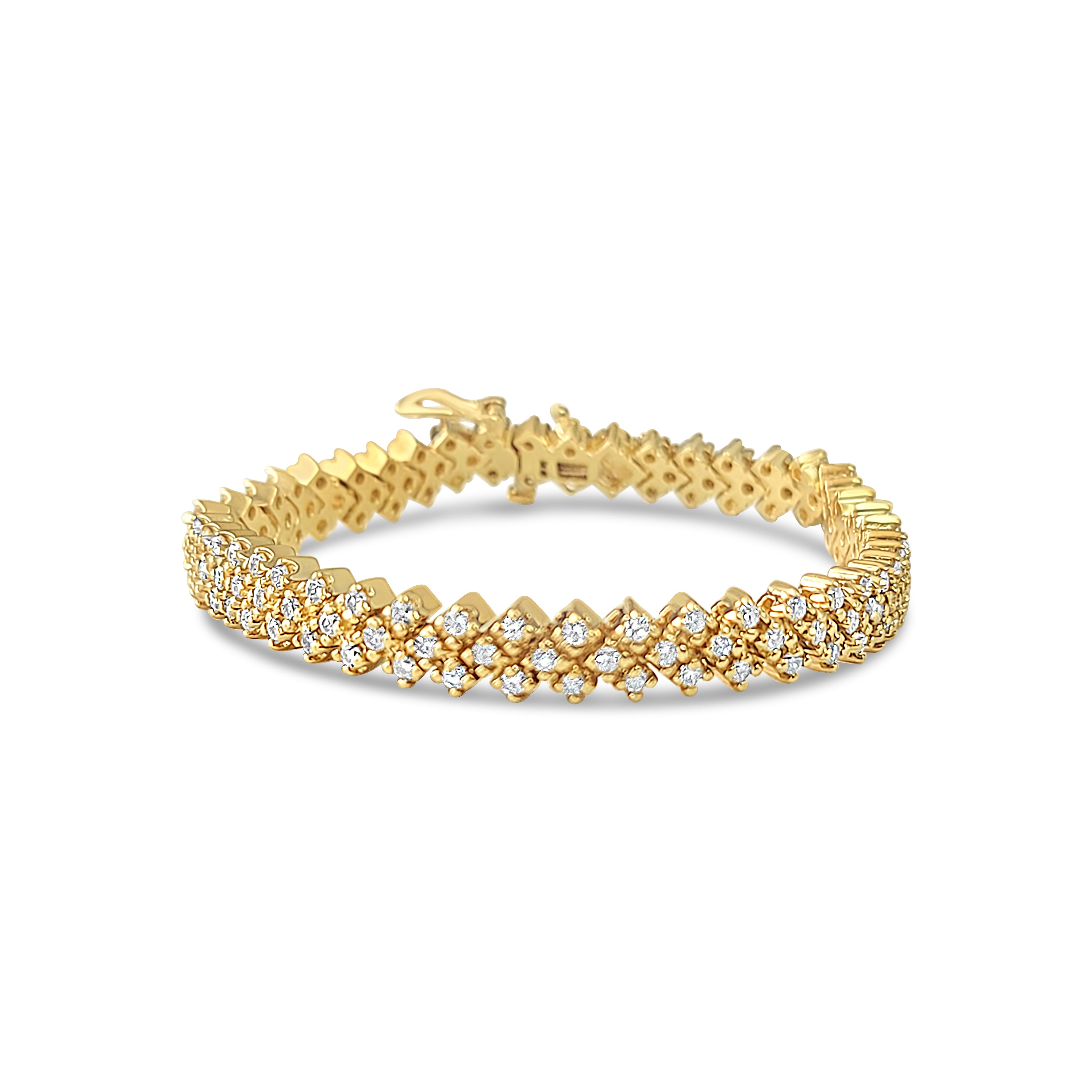 4.25cttw Diamond Tennis Bracelet in 14k Yellow Gold - Basketweave Design for Women, Perfect for Weddings, Anniversaries & Special Occasions
