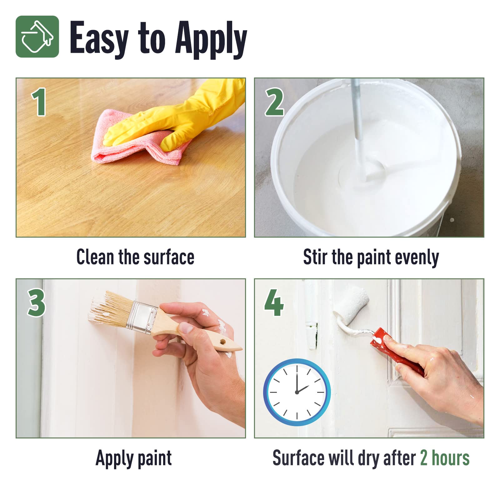 DWIL Matte Finish Furniture Paint - 32 Oz Water-Based Wood Paint for Cabinets, Doors, Tables & Dressers - Non-Toxic, Odorless, Easy to Apply (Greyish Yellow) - Includes Painting Tools - Perfect for DIY Home Renovation & Furniture Refinishing Projects