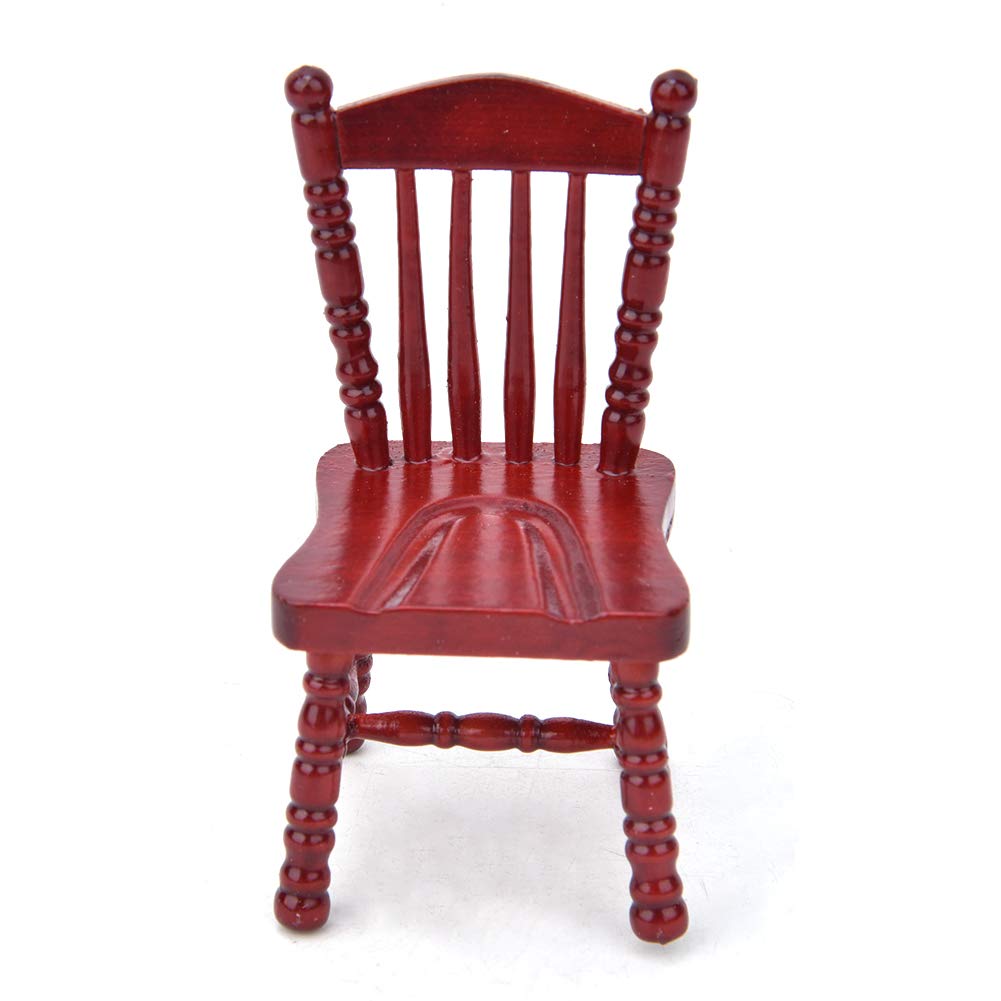 Red Wooden Dollhouse Furniture Chair - Exquisite Miniature Armchair for 1:12 Scale Dollhouse, Photography Props & Home Decoration | Perfect for Dollhouse Decor, Miniature Scenes & Creative Photography