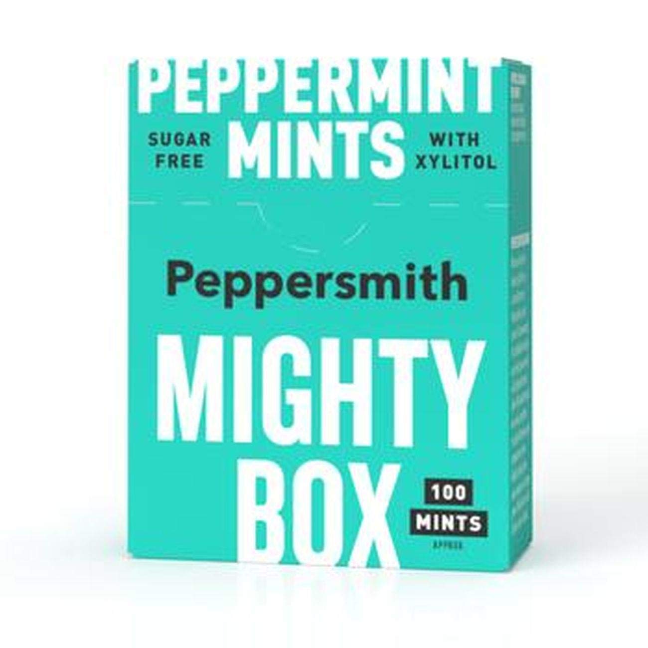 3-Pack Peppersmith English Xylitol Mints Mighty Box 2.12 oz (60g) - Fresh Breath Mints for Travel, Office & After Meals