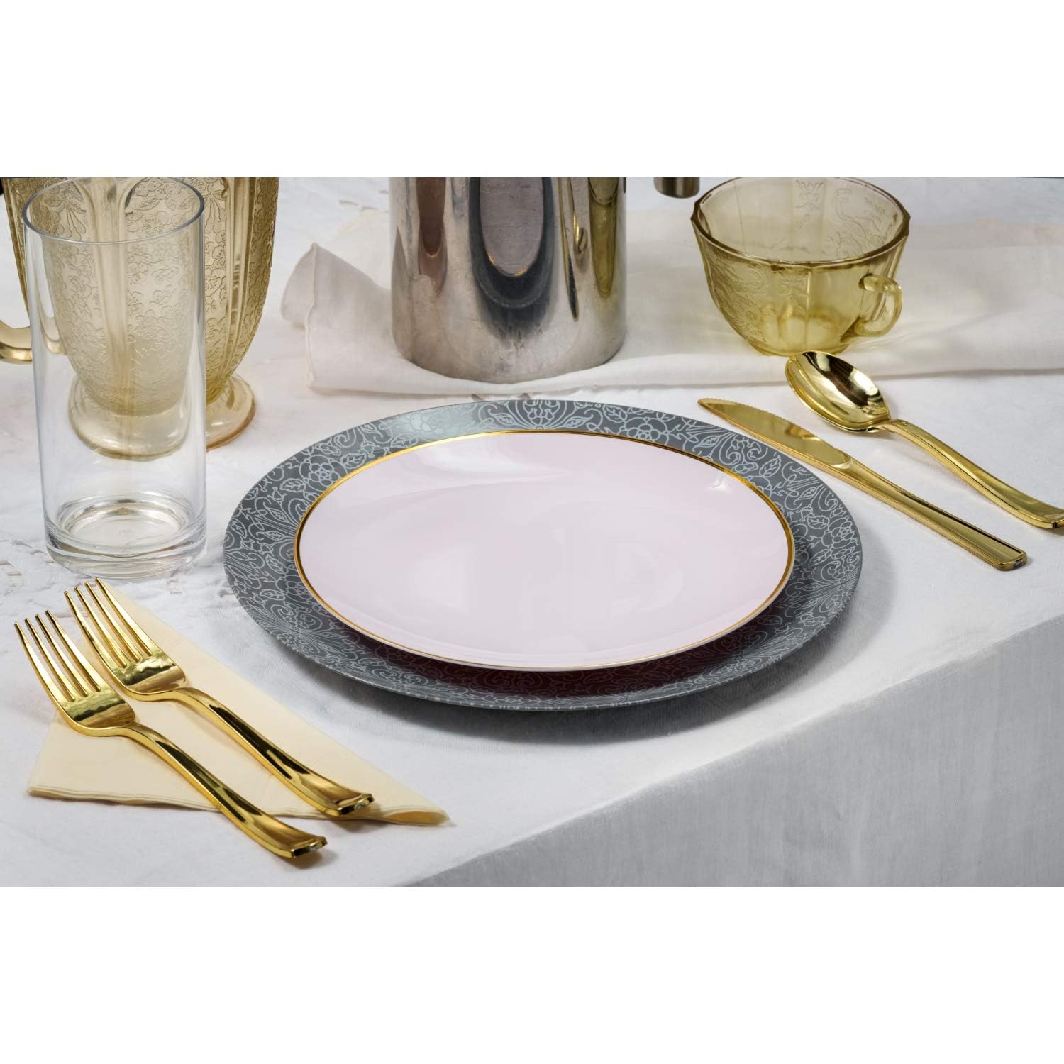 Trendables 140-Piece Disposable Dinnerware Set - 20 Large 10.25