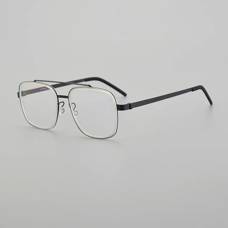 Stylish Black Unisex Titanium Square Full Rim Double Bridge Eyeglasses 19744 - Perfect for Work, Reading & Fashion Accessories