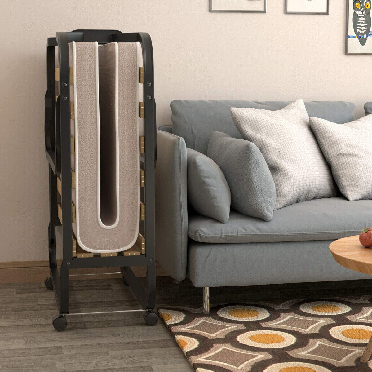 Foldable Twin Size Bed Frame with Mattress - Portable Guest Bed for Adults & Kids - Perfect for Spare Rooms, Sleepovers & Small Spaces - Easy to Move & Store