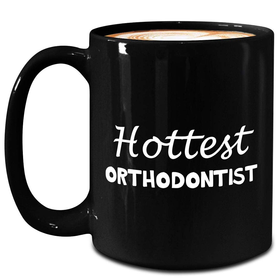 15oz Black Ceramic Coffee Mug - Funny Orthodontist Gift for Dentists, Teeth Alignment Specialists & Orthodontic Graduates - Perfect for Office, Clinic or Graduation Party