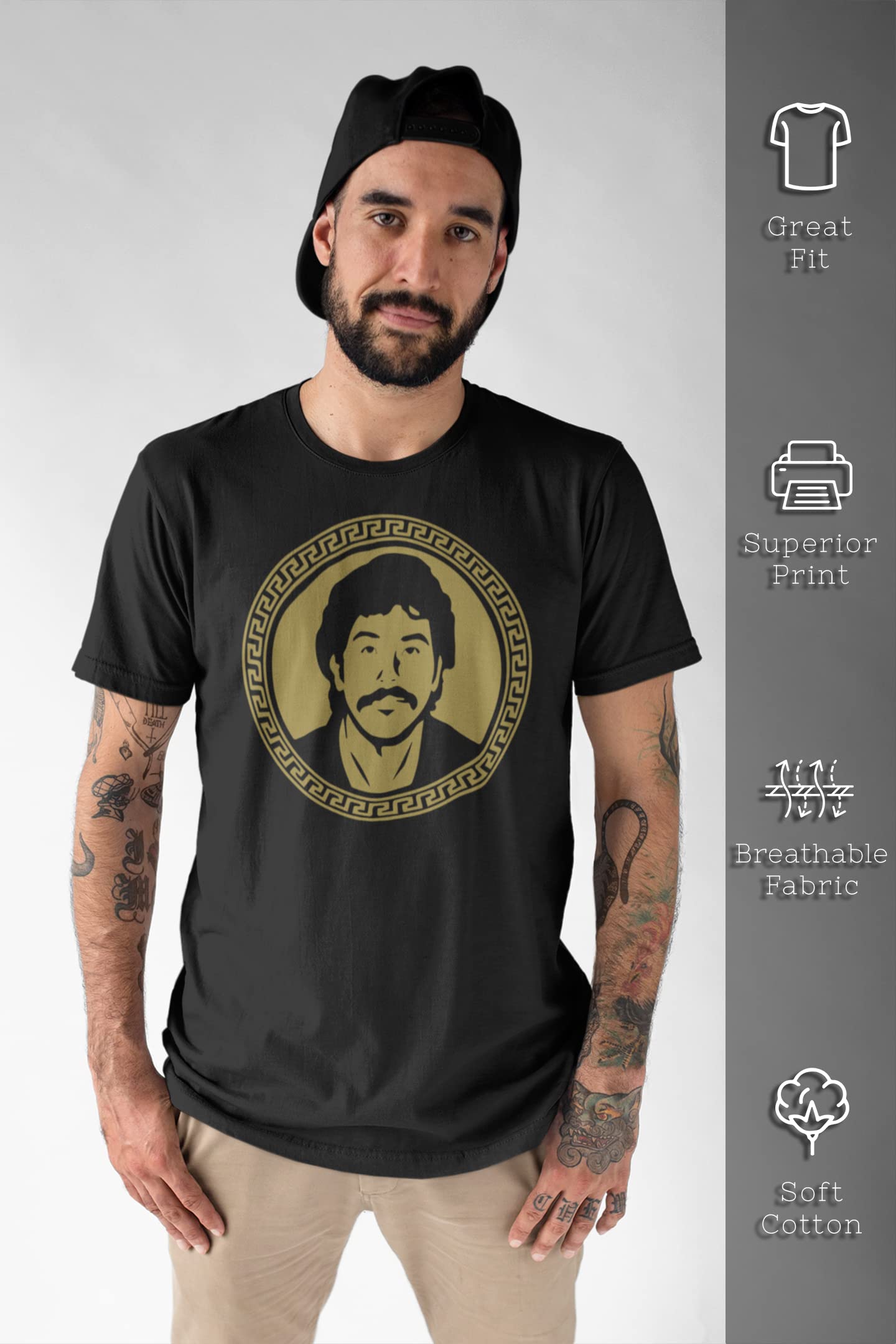 Caro Quintero Narcos Attitude T-Shirt - Vintage Cartel Graphic Tee for Men - Perfect for TV Show Fans, Costume Parties & Streetwear Fashion