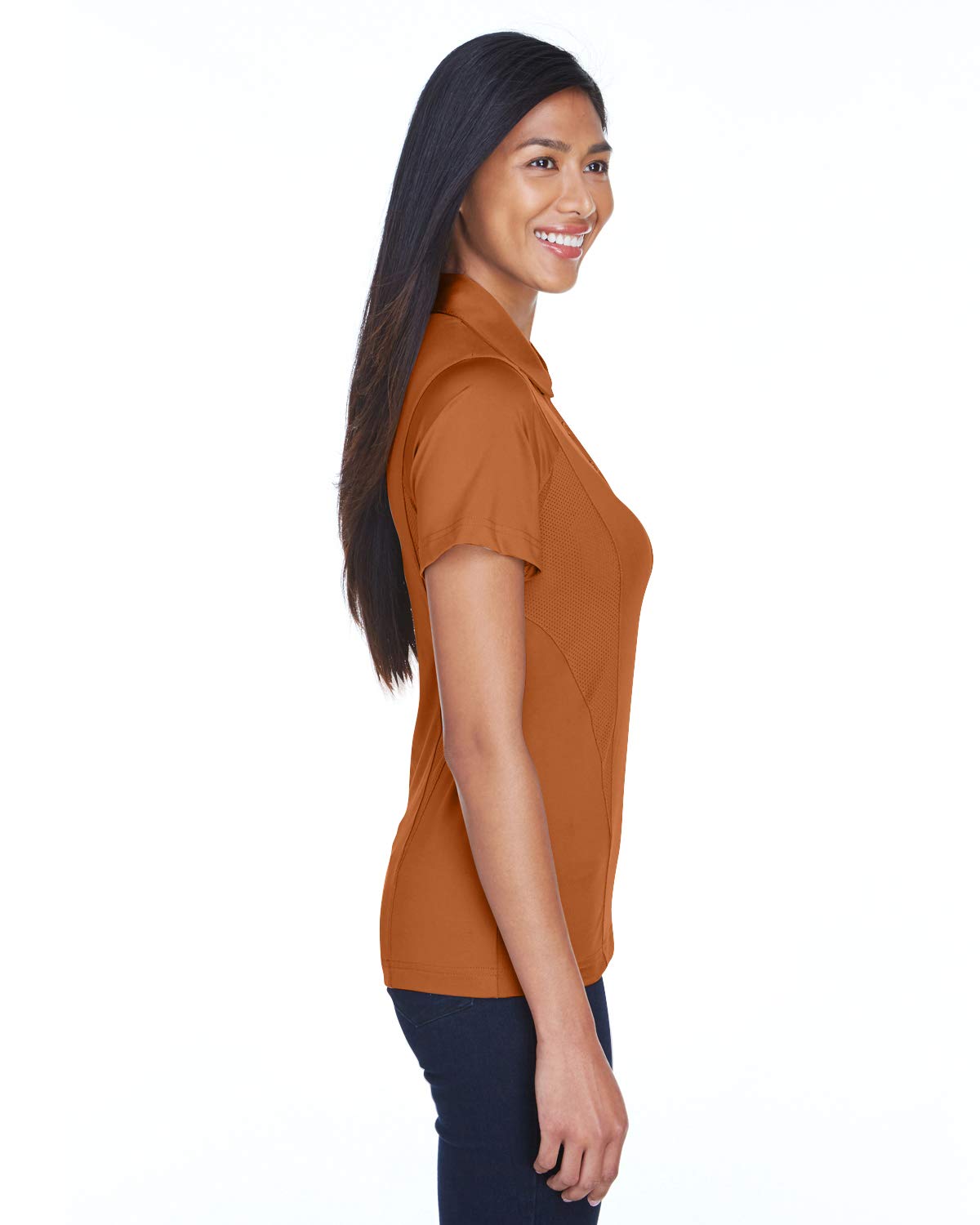 TEAM 365 Women's Performance Polo Shirt - Moisture Wicking, Breathable, Quick Dry Golf Tennis Workout Top (SP Burnt Orange, Medium) - Perfect for Sports, Gym & Casual Wear