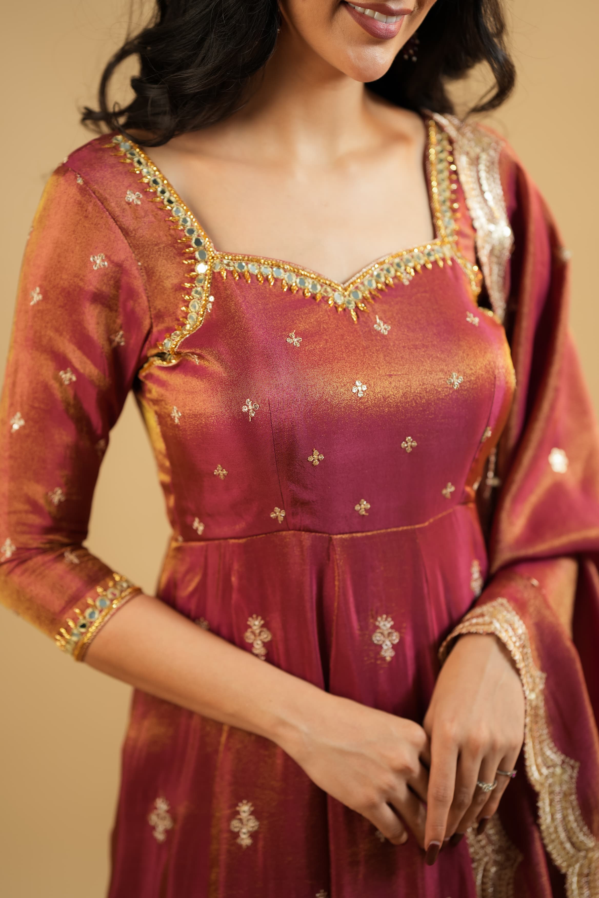 DD757 Swastika Series 2 Premium Tissue Anarkali Kurti - Elegant Indian Ethnic Wear for Women, Perfect for Festivals, Weddings & Special Occasions