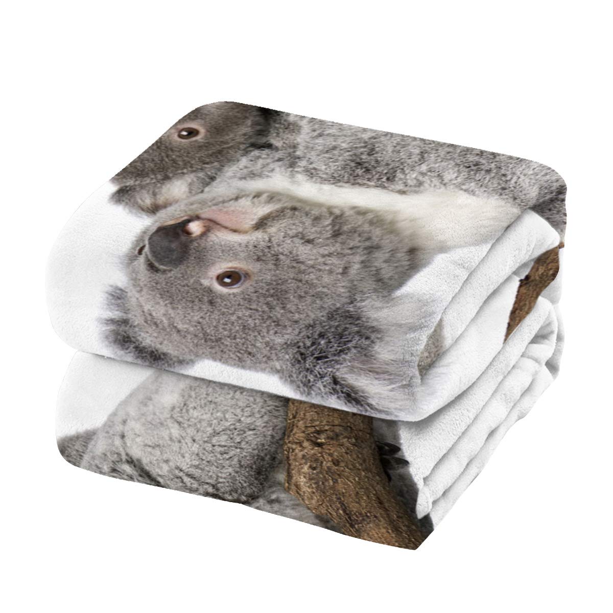 Savannan Fleece Blanket - Super Soft Microfiber Fuzzy Throw Blanket for Bed, Couch & Sofa - Cozy Flannel Decorative Blanket for Adults & Kids - Koala Print (60