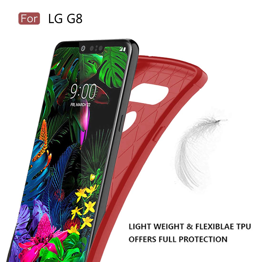 **Shockproof TPU Case for LG G8 ThinQ - Durable Protective Cover with Raised Bezels, Anti-Scratch & Drop Protection - Perfect for Daily Use, Travel & Outdoor Activities (Red)**