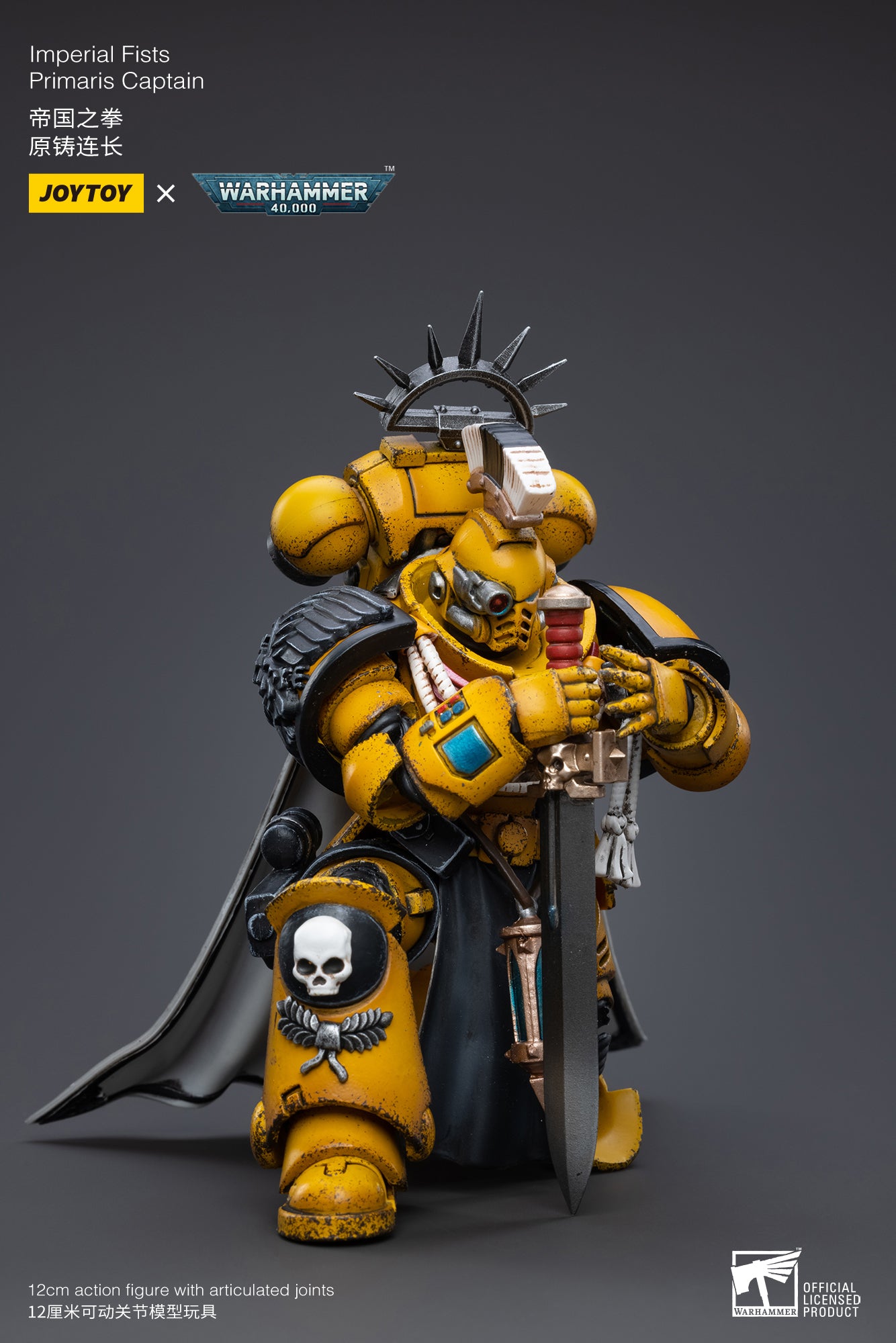 JOYTOY 1/18 Scale Warhammer 40K Imperial Fists Primaris Captain Alros Lysigal Action Figure - Collectible Model for Tabletop Gaming & Display