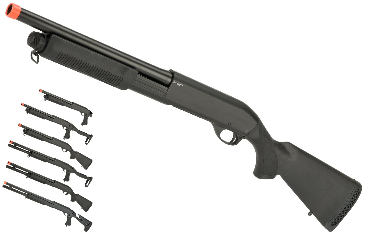 CYMA Standard Metal M870 3-Round Burst Multi-Shot Shell Loading Airsoft Shotgun - Full Stock CQB Full Metal - Realistic Airsoft Gun for Tactical Training & Outdoor Shooting Games