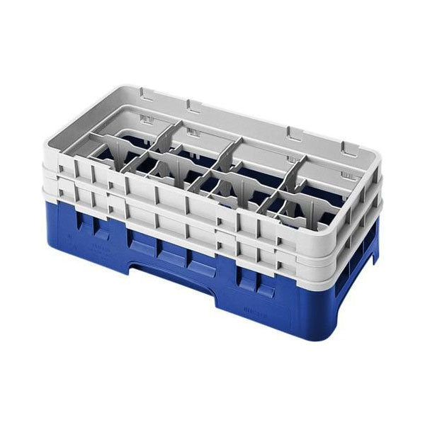 Cambro 8HS434186 Half Size Glass Rack with 2 Extenders - 8 Compartment Navy Blue Bar Storage Organizer for Restaurants, Bars, and Commercial Kitchens