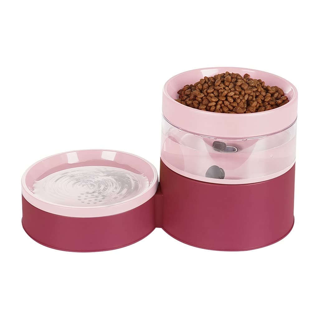 SLATIOM Automatic Dog Water Dispenser with Non-Slip Base, Double Bowl Pet Feeder for Food & Water - 30.7x15.9x13.2cm Pink Pet Supplies | Perfect for Home, Travel & Outdoor Use