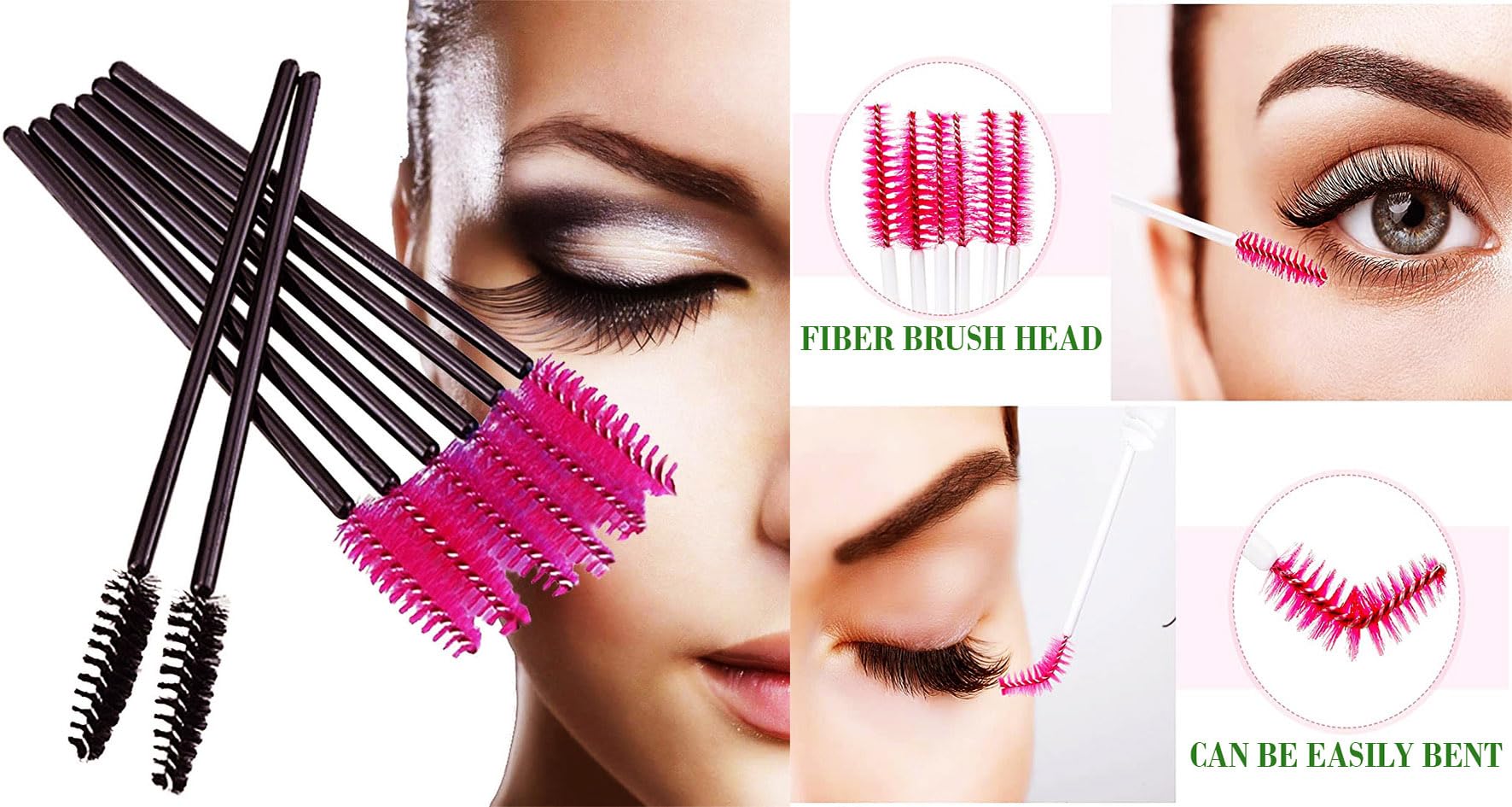 Ear Lobe & Eyebrow Accessories Combo Pack - 1pc Spooly Eyebrow Brush, 3pc Eyebrow Stencils & Mascara Applicator Tool | Perfect for Eyebrow Grooming, Makeup Application & Lash Enhancement
