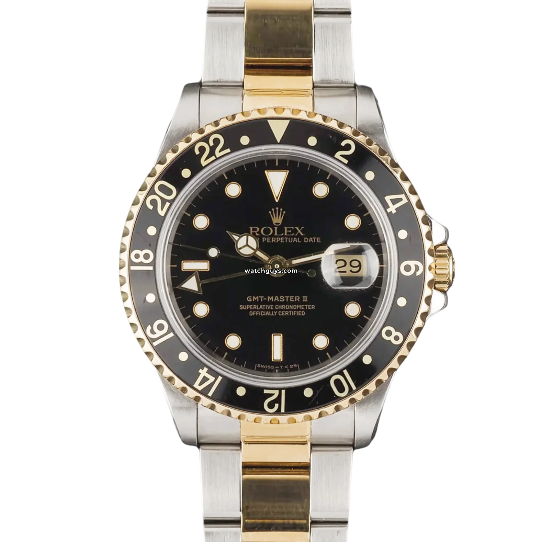 Rolex GMT Master II 16753 Men's Luxury Watch - Black Dial, Stainless Steel & Gold - Perfect for Travel, Business & Collectors