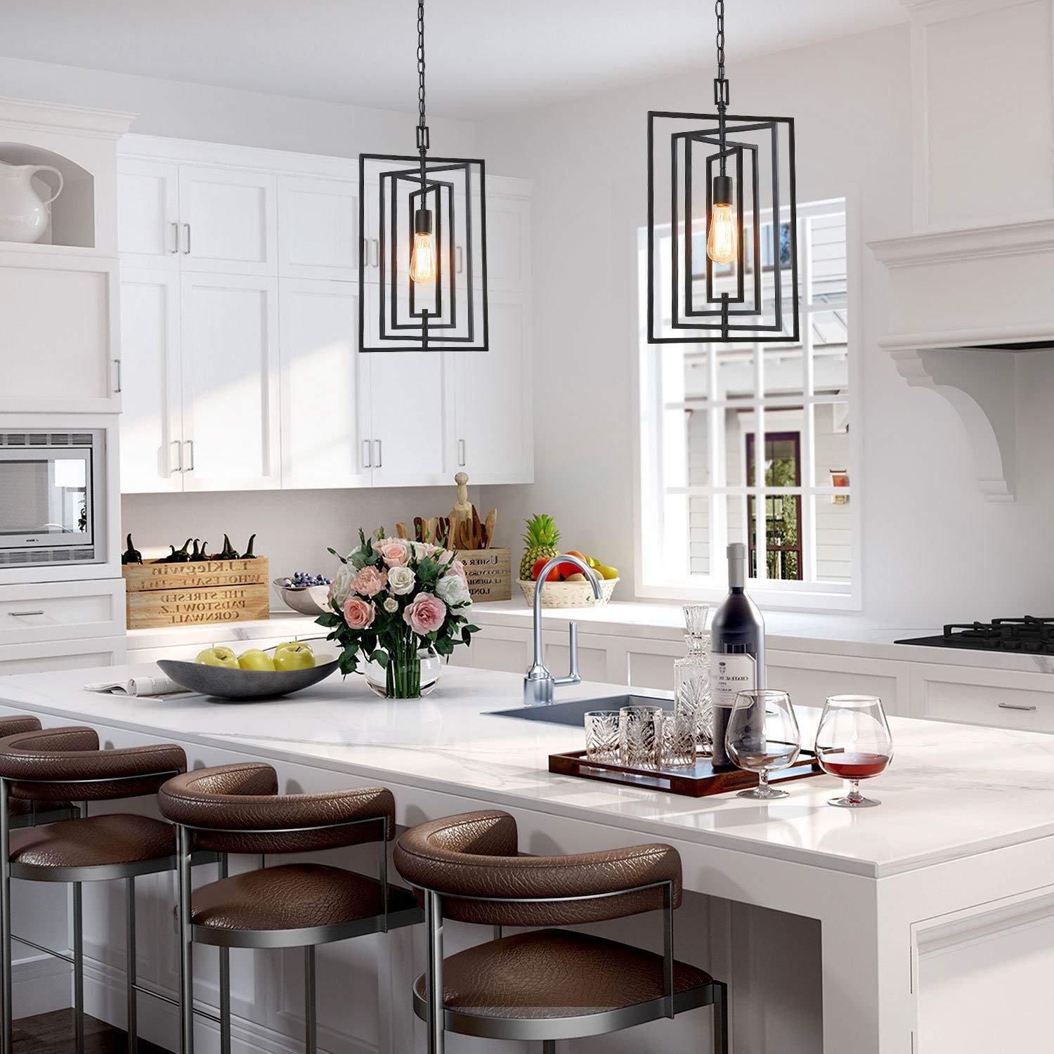KSANA Adjustable Black Pendant Lighting for Kitchen Island & Foyer Chandelier - 12