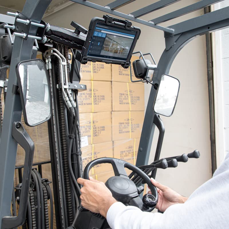 ARKON Forklift Locking Tablet Mount - Adjustable 8.5-inch Shaft Arm for iPad & Samsung Tablets | Secure & Easy Installation | Durable Warehouse Vehicle Accessory | Perfect for Inventory Management & Logistics Operations