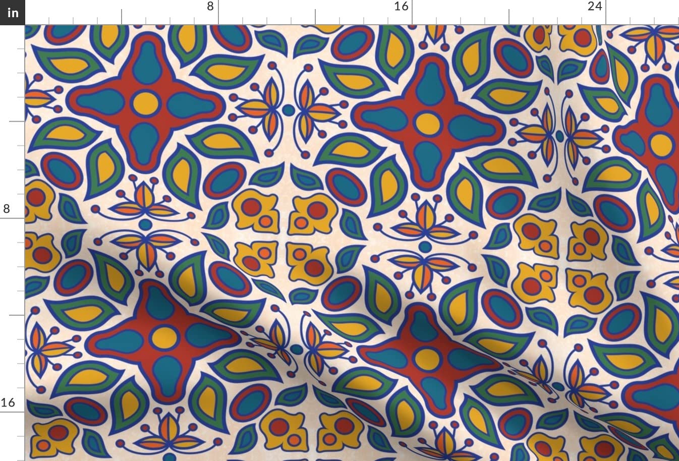 Mexican Geometric Floral Printed Minky Fabric Fat Quarter - Soft & Durable for Sewing Baby Blankets, Quilt Backing, Plush Toys - Perfect for DIY Crafts & Home Decor Projects