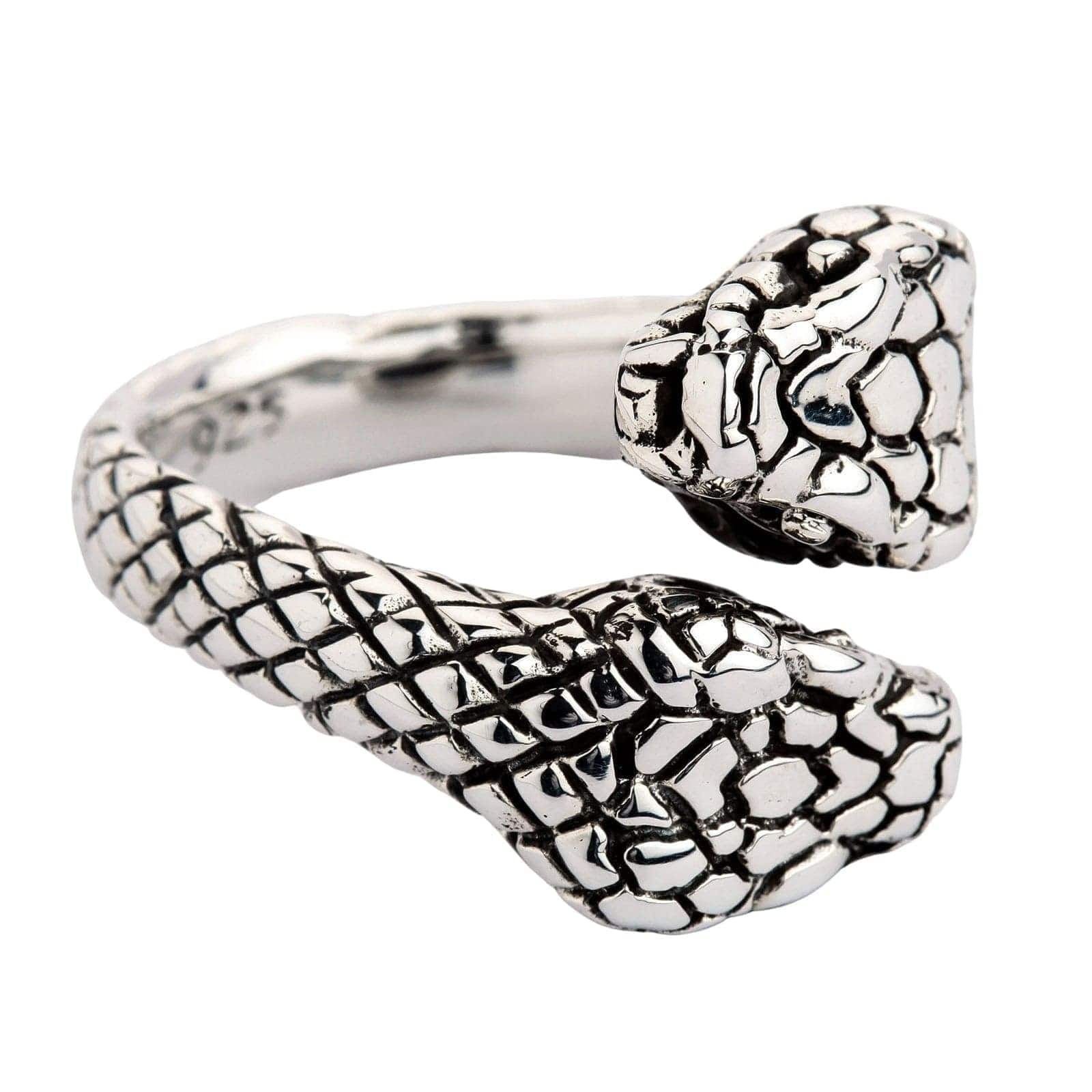 Double Snake Head Sterling Silver Gothic Ring - Unique Handmade Jewelry for Men & Women - Perfect for Gothic Fashion, Halloween Costumes & Dark Aesthetic Outfits