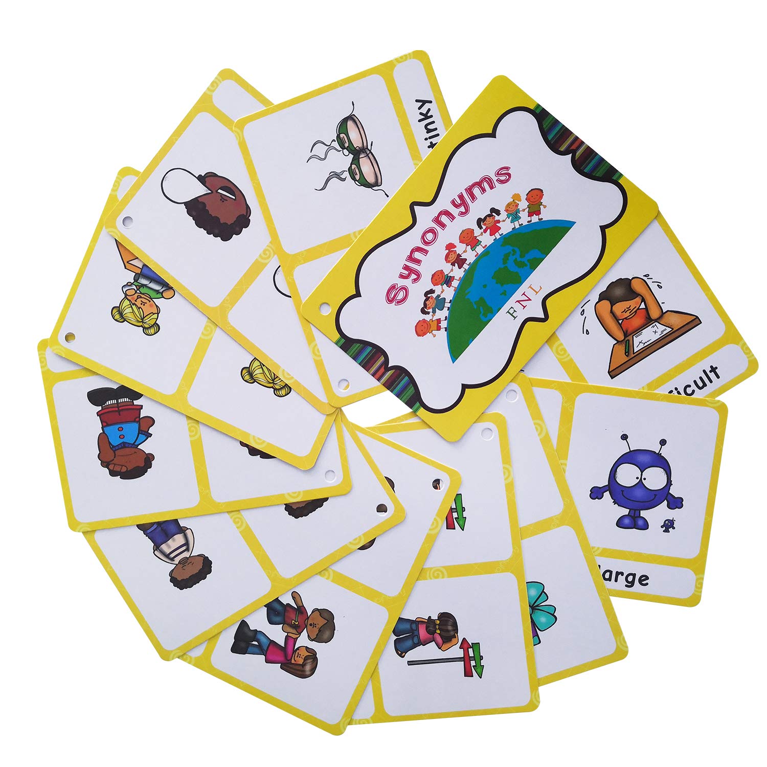 Richardy 20 Groups English Synonyms Flashcards - Vocabulary Building Cards for Kids | Educational Learning Toys for Preschool & Kindergarten | Classroom Supplies & Homeschooling Activities | Perfect for ESL Students & Early Childhood Education