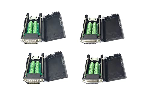 DB15 D-Sub Solderless Breakout Terminal Block Connector Kit - 2PCS Male + 2PCS Female for DIY Electronics Projects - Perfect for Arduino, Raspberry Pi & Industrial Control Systems