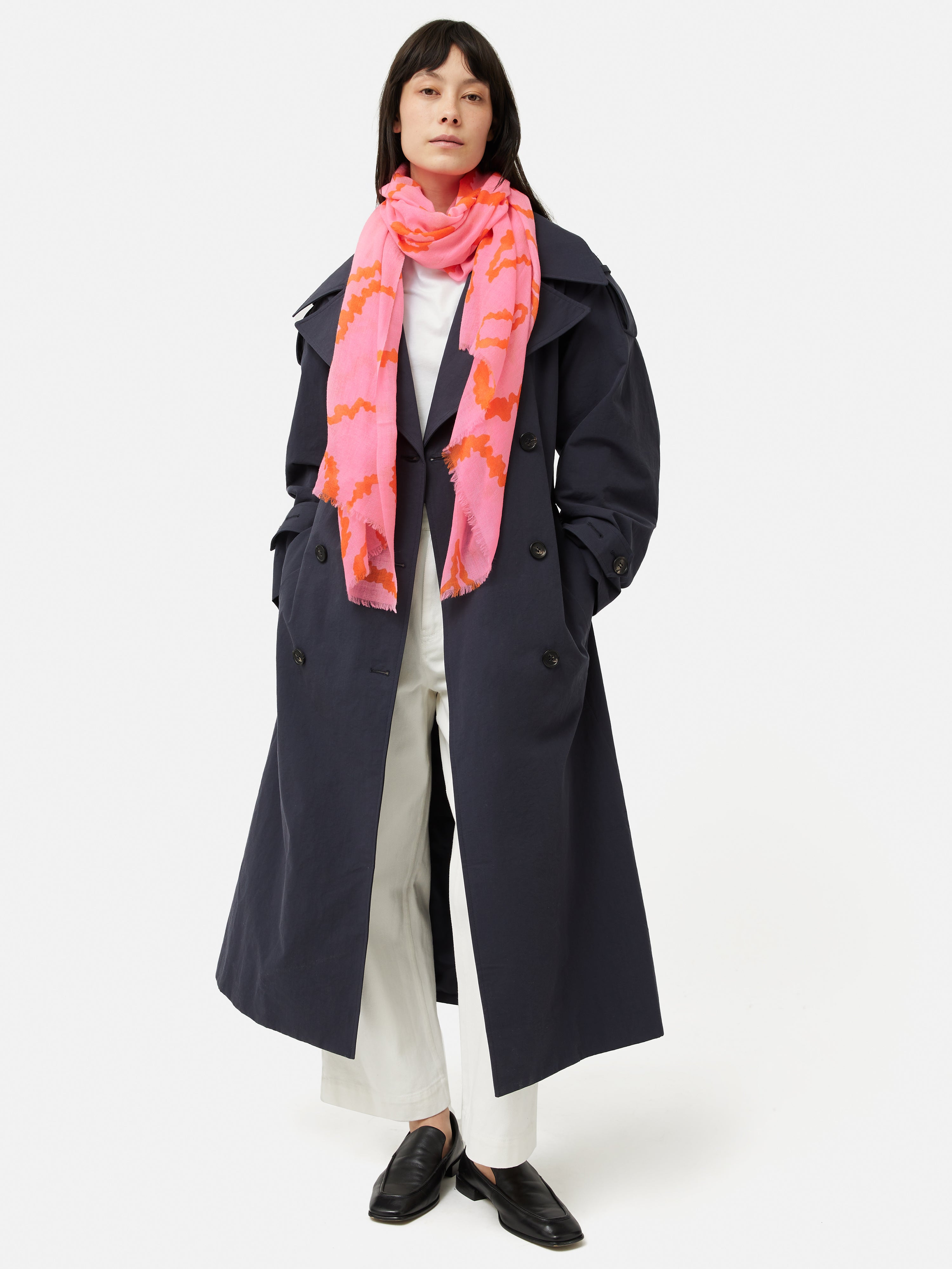 Hydra Coral Gauze Wool Silk Scarf - Lightweight Pink Fashion Scarf for Women, Perfect for Spring Outfits, Office Wear and Special Occasions