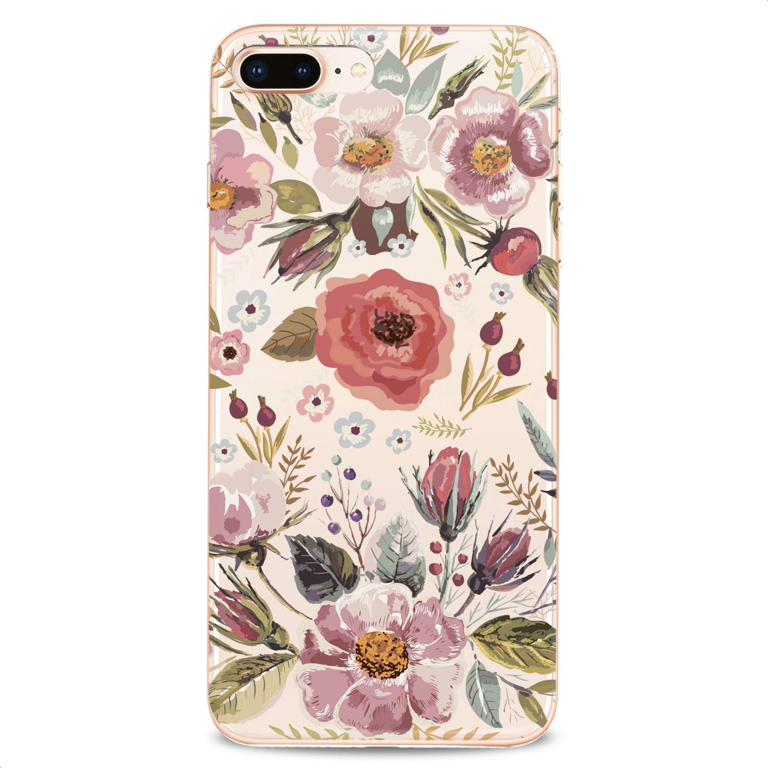 Premium Floral TPU Phone Case for iPhone 16/15/14/13/12/11 Pro Max/Plus/Mini/XS/XR/X/8+/7/6/5/SE - Slim Clear Flexible Silicone Cover with Poppy Roses & Blossom Flower Design - Perfect for Everyday Protection & Style Enhancement