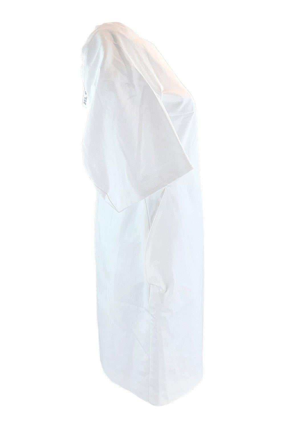 JIL SANDER Spring Summer 2013 White Cotton Blend Sculptured Kimono Dress Size DE 38 | Boho Chic Fashion, Beach Cover Up, Summer Wedding Guest Outfit