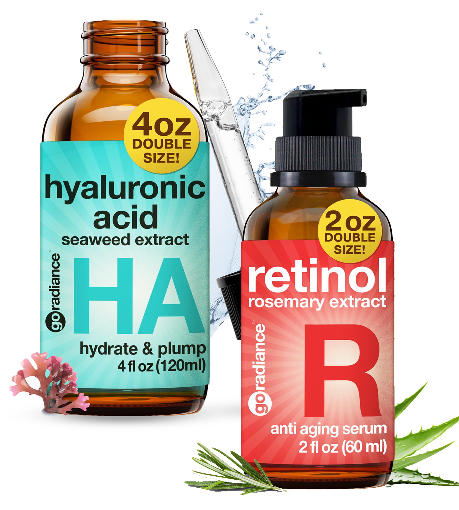 Best Hyaluronic Acid Serum & Retinol Serum for Face – Anti-Aging, Hydrating & Brightening Skincare – Day & Night Use for Glowing Skin