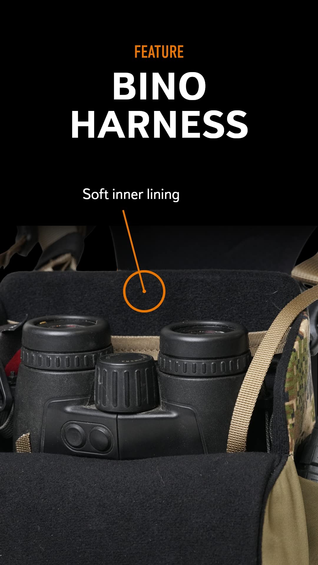 Mystery Ranch Bino Harness 10x - Binocular Chest Carrier for Hunting & Hiking - Durable Outdoor Gear for Bird Watching & Wildlife Observation