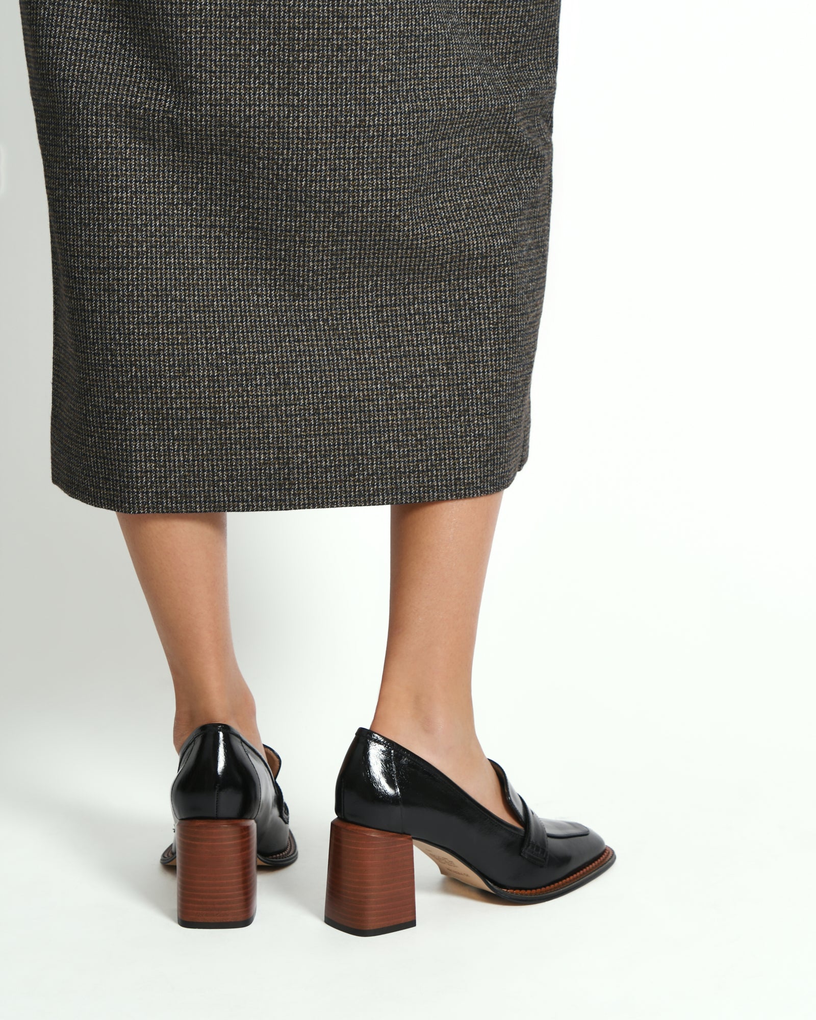 Delilah Black Leather Mid Heel Loafers for Women - Comfortable Office Shoes & Casual Dress Pumps for Work, Business, and Everyday Wear