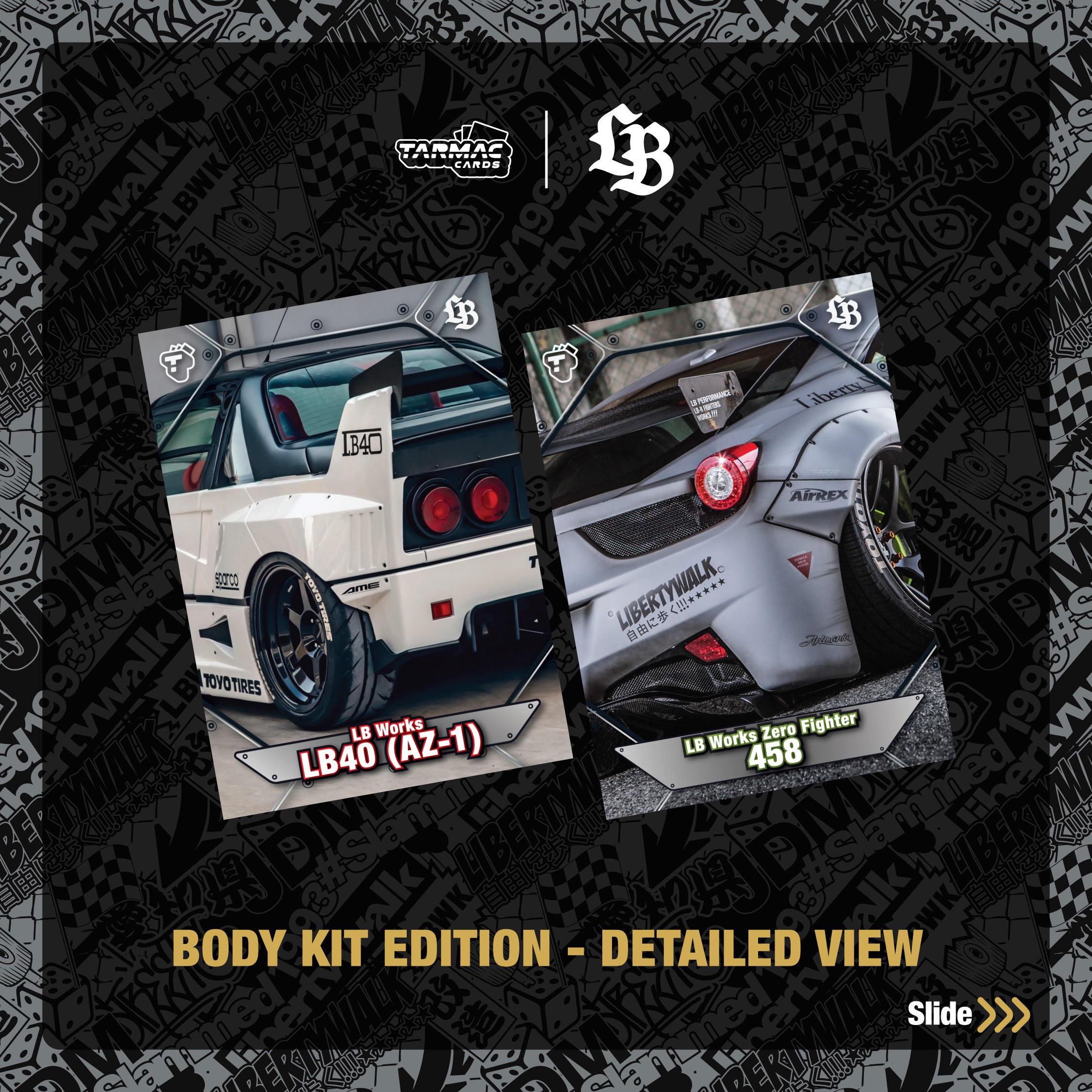 Liberty Walk Collectible Trading Cards Vol.01 Box - Limited Edition Tarmac Cards for Car Enthusiasts - Perfect for Collectors, Gifts, and Display
