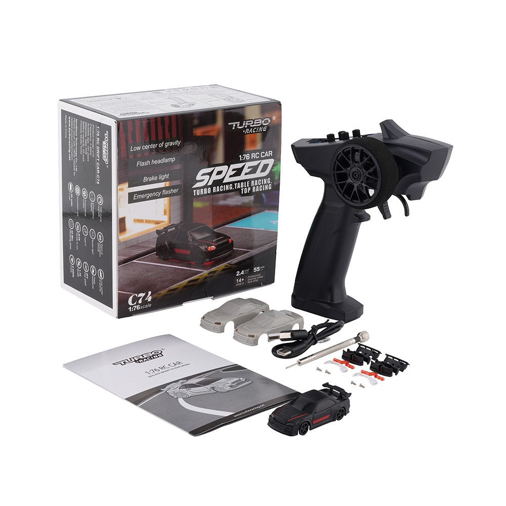 Turbo Racing 1:76 Scale C72/C73/C74 Remote Control Sports Car - High Speed RC Drift Racing Toy for Kids & Adults, Perfect for Indoor & Outdoor Play