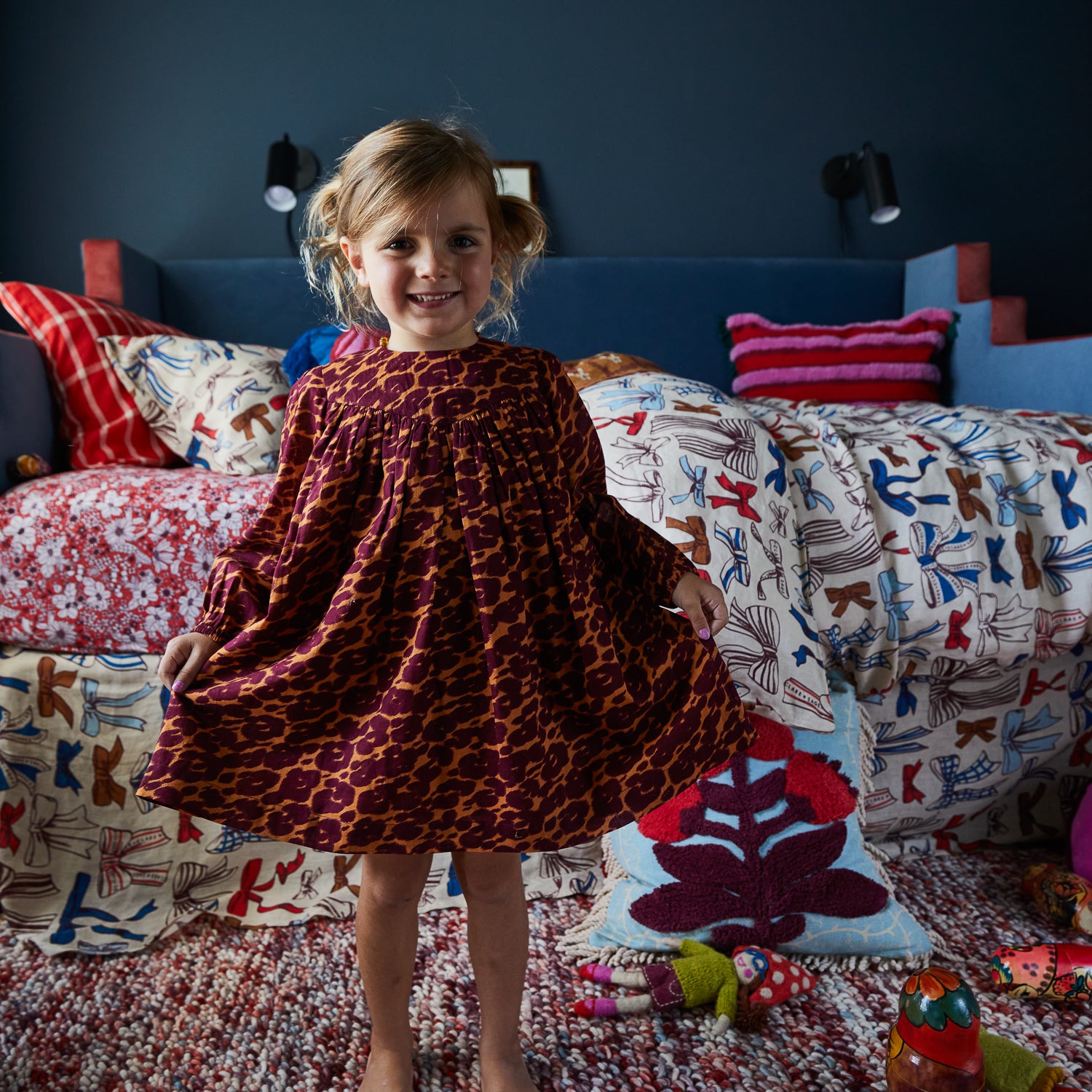 Odette Girls Dress - Elegant Floral Print Party Dress for Toddlers & Kids - Perfect for Birthday, Easter, Christmas & Special Occasions