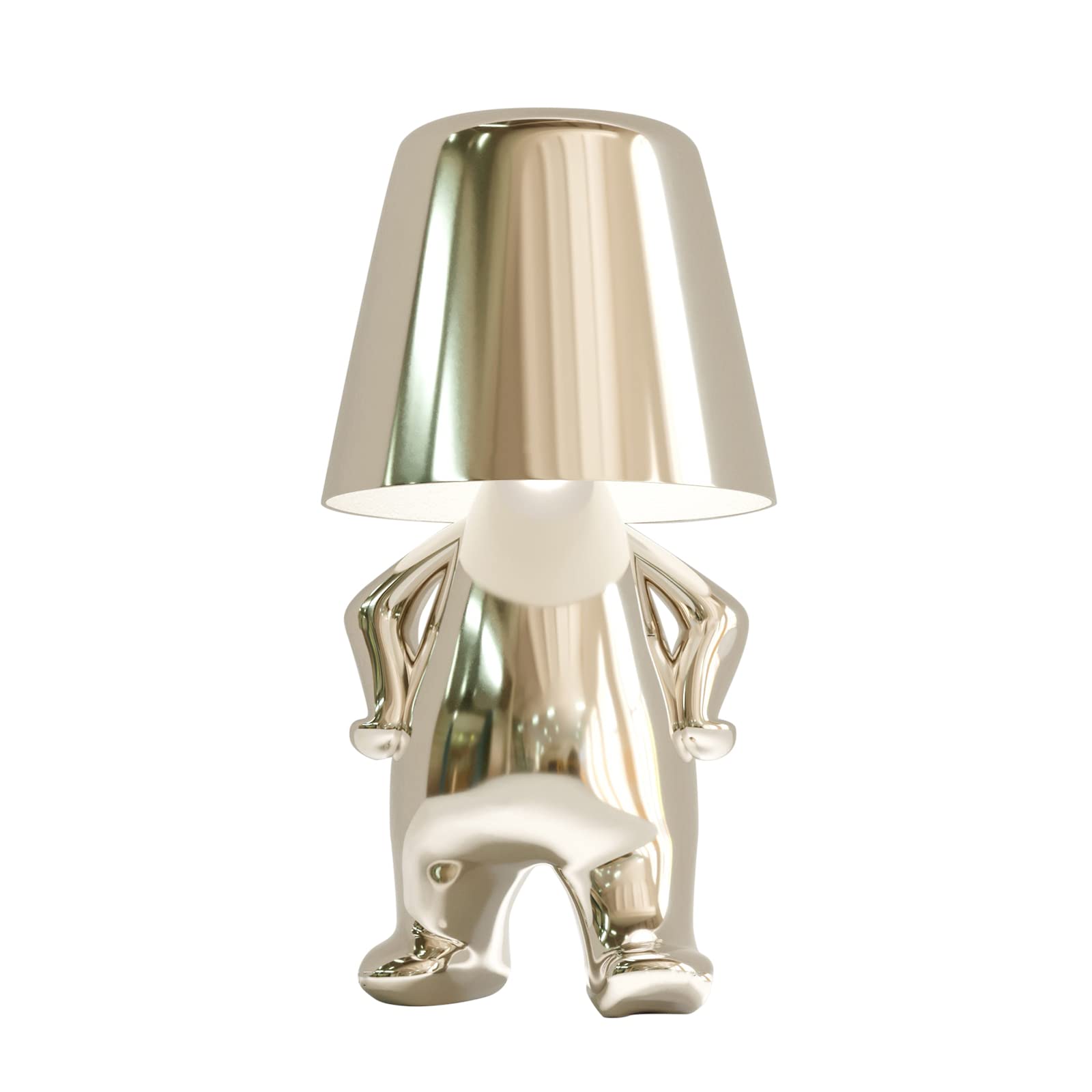 Modern Touch Control Bedside Table Lamp - 3-Way Dimmable LED Desk Lamp with USB Port, Gold Thinker Statue Decor | Cute Color Night Light for Home Office, Bedroom Nightstand | Perfect for Reading, Working & Creating Cozy Atmosphere