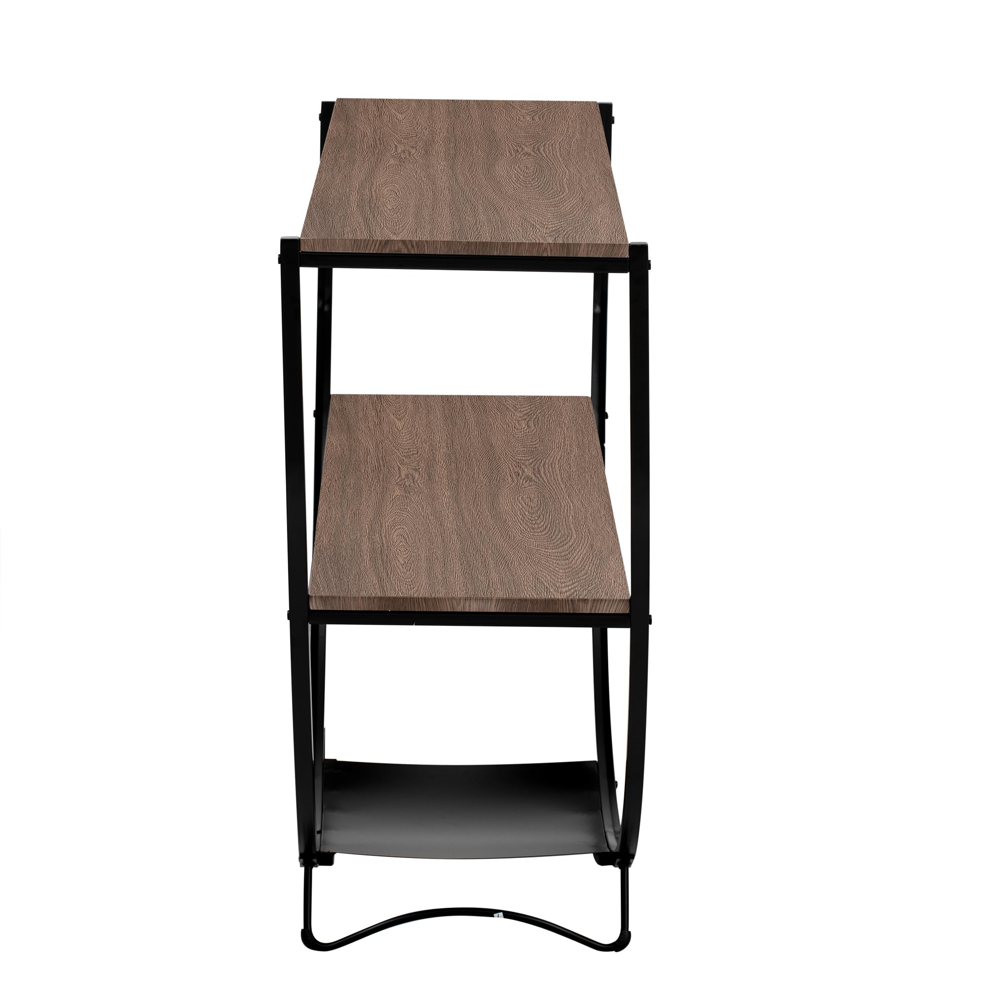 Knocbel Industrial Entryway Console Table with 2-Tier Storage Shelves & Sturdy Metal Frame - Dark Brown Hallway Sofa Table for Living Room, Foyer & Entryway Decor | Perfect for Small Space Organization & Home Storage Solutions