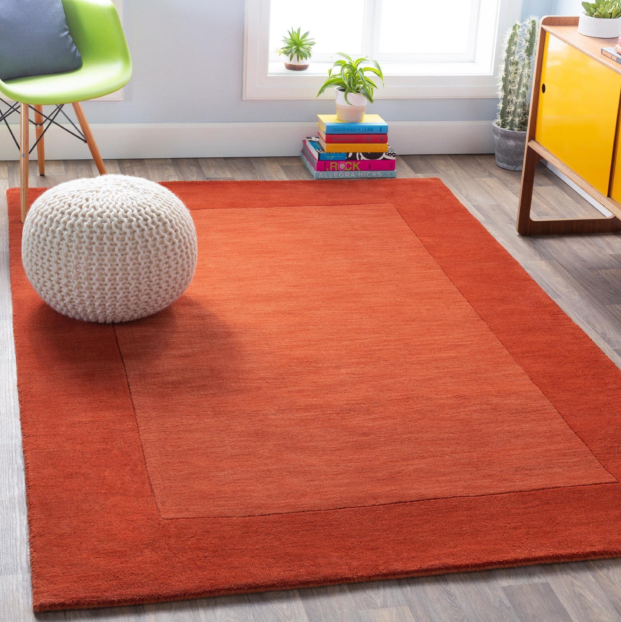 Mark&Day 3x5 Modern Wool Area Rug - Burnt Orange Reims Design for Living Room, Bedroom, Kitchen | Soft & Durable (3'3