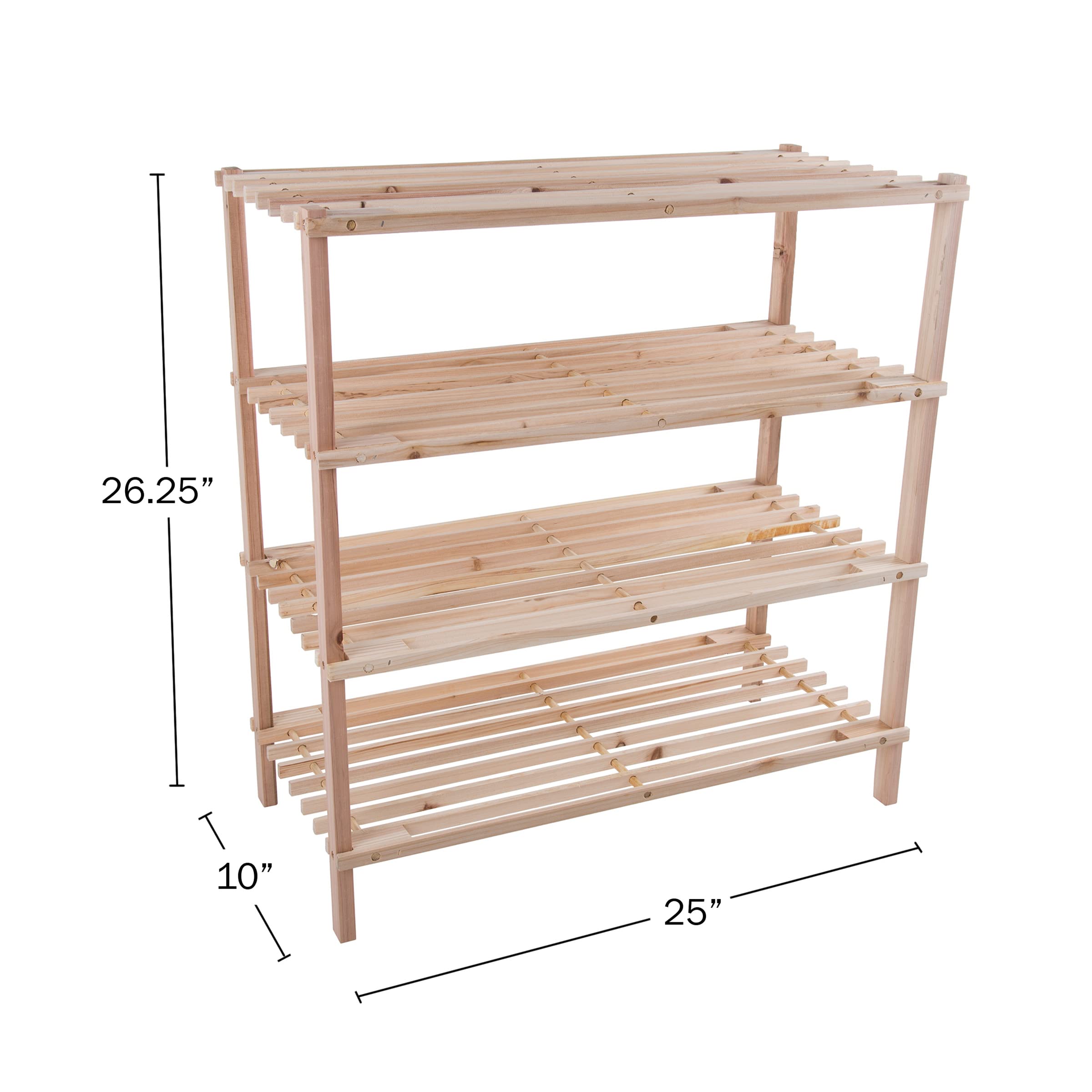 4-Tier Wooden Shoe Storage Rack Organizer - Holds 12 Pairs of Sneakers or Boots for Closet, Entryway, Bedroom & Bathroom - Space Saving Shoe Shelf by Lavish Home (Light Oak) - Perfect for Small Spaces & Shoe Collection Organization