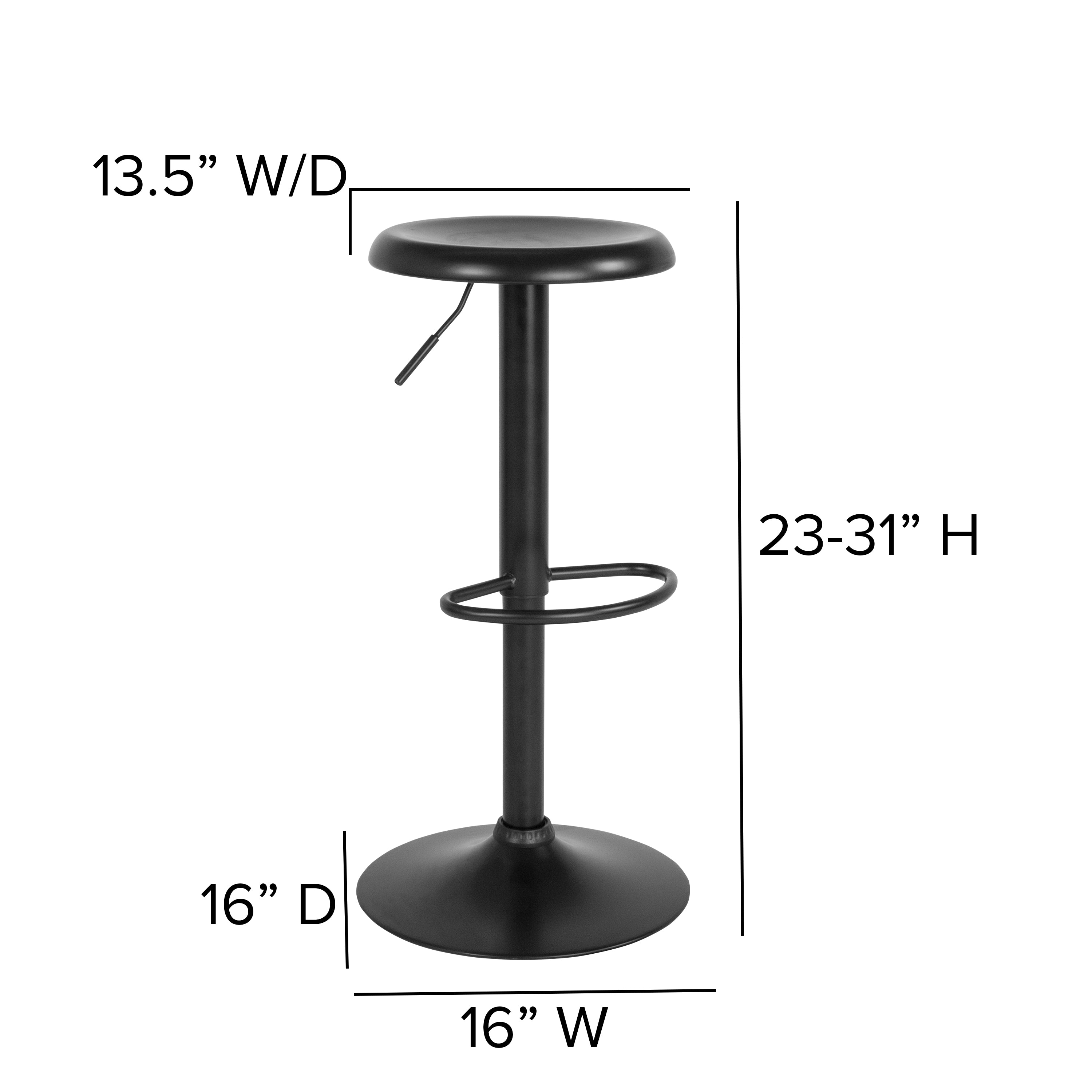 FLASH Madrid Series Adjustable Height Retro Barstool - Black Finish - Perfect for Kitchen Island, Home Bar & Dining Counter Stools
