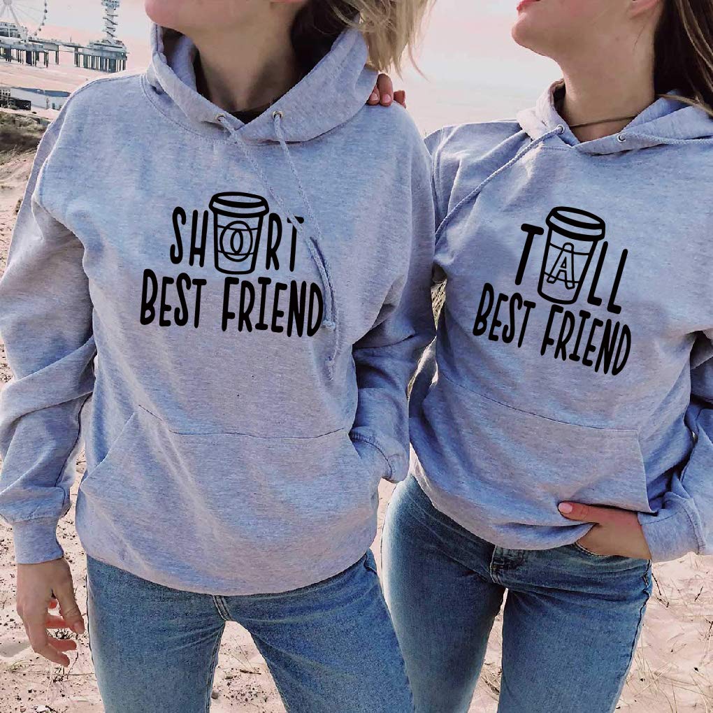 Best Friends Hoodies for 2 Girls - Matching BFF Pullover Sweatshirts for Tall & Short - Cute Couple Hoodies for Sisters, Couples & Besties - Perfect for Gifts, Photos & Cozy Outings
