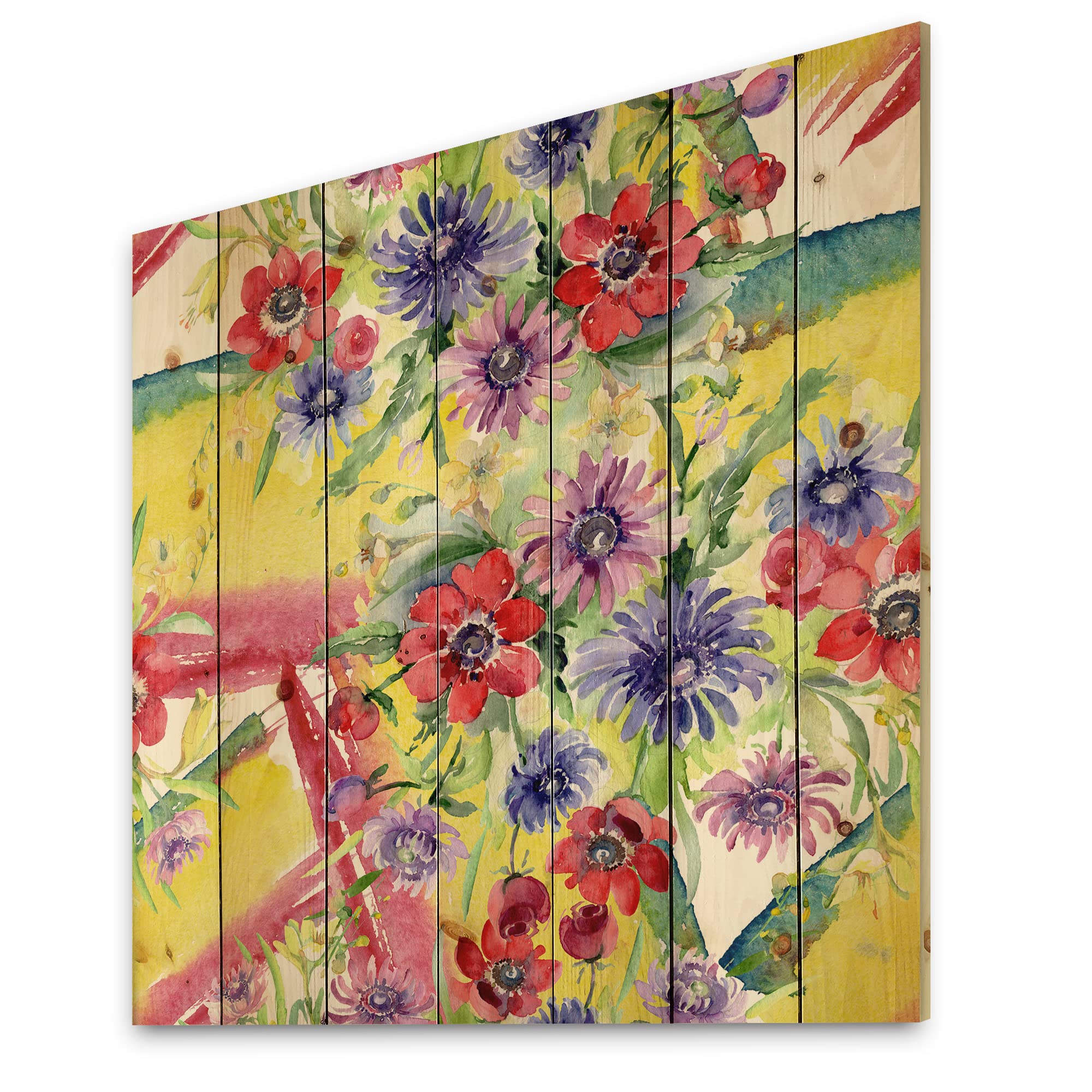 Vibrant Spring Leaves Wood Wall Art - Floral Pine Decor for Living Room & Bedroom