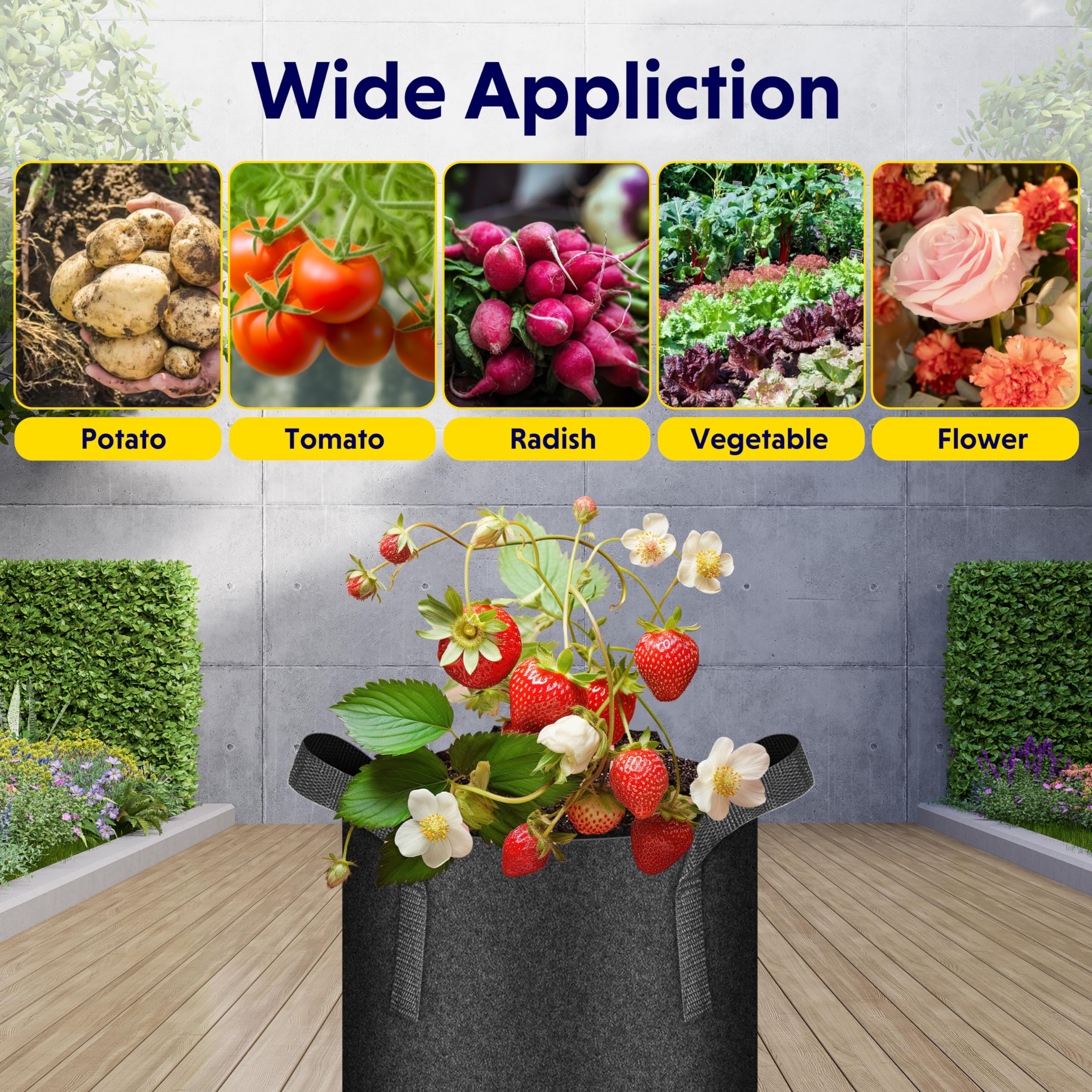 iPower 5-Pack 5 Gallon Thickened Nonwoven Fabric Grow Bags with Handles - Aeration Plant Pots for Vegetables, Flowers, Herbs - Ideal for Indoor/Outdoor Gardening, Balcony & Container Planting
